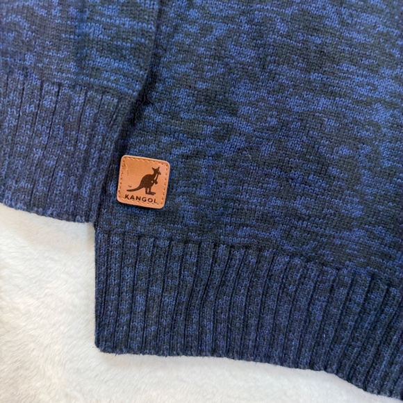 Kangol Vintage Sweater Mens Size Large Blue Knit 1/4 Zip Preppy 100% Cotton - Picture 3 of 10